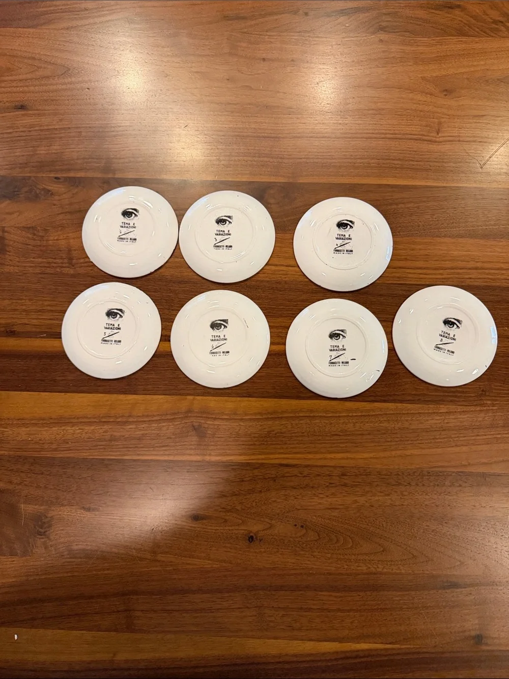 Fornasetti  Tema E Variazioni Black & White Face Coasters - Set of 7